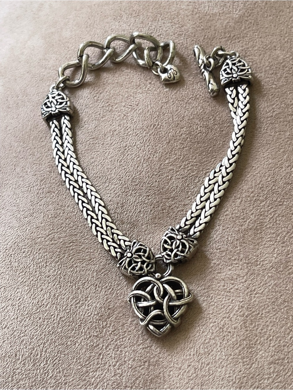 Brighton Celtic Themed Braided Chain Heart bracelet - Silver